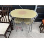 A MODERN KITCHEN TABLE AND TWO STOOLS