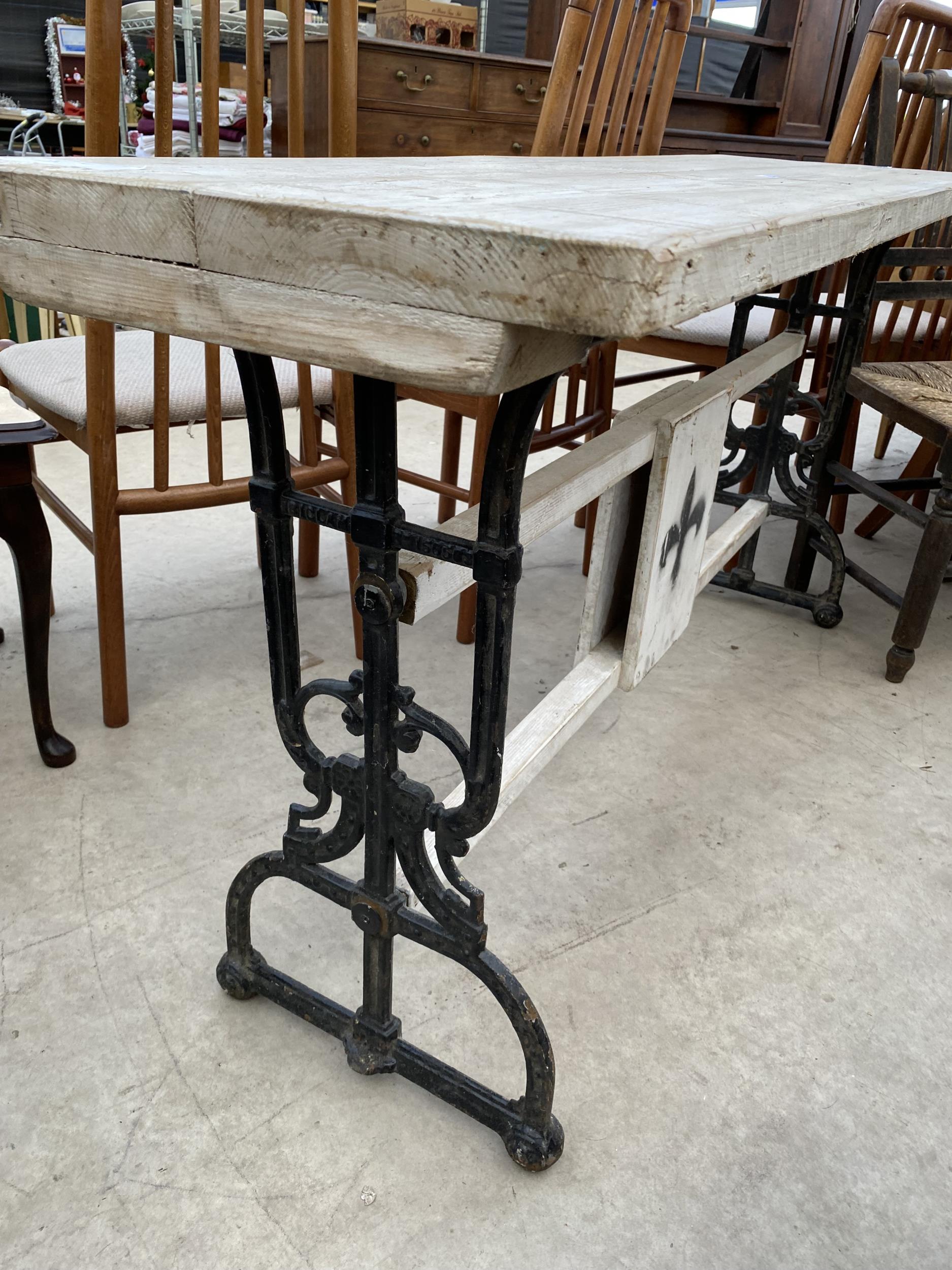 A VICTORIAN SIDE TABLE ON "BICLAM" RD NUMBER 156563 CAST IRON SUPPORTS - Image 2 of 5