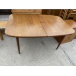 A G PLAN RETRO TEAK EXTENDING DINING TABLE - 56" X 39" AND LEAF 18"