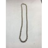 A SILVER ROPE CHAIN NECKLACE LENGTH 16 INCHES