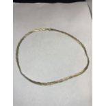 A SILVER GILT TWIST NECKLACE MARKED 925 LENGTH 16 INCHES