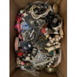 A LARGE BOX OF COSTUME JEWELLERY