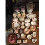 A QUANTITY OF CHINA AND CERAMICS TO INCLUDE CUPS, SAUCERS, VASES, JUGS, ETC