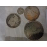 A SELECTION OF FOUR G111 SILVER COINS , DATED 1782 , 1816 , 1817 AND 1820