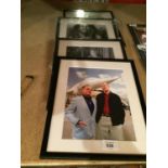 FOUR FRAMED PICTURES OF FAMOUS PEOPLE TO INCLUDE ONLY FOOLS AND HORSES, BOB MARLEY, ETC