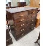 A 19TH CENTURY OAK CHEST OF TWO SHORT AND FOUR GRADUATED DRAWERS - 45.5" WIDE