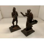 TWO BRONZE FIGURINES OF FRENCH GRAPE PICKERS