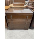 A MID 20TH CENTURY OAK CHEST OF THREE DRAWERS 30" WIDE