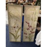 A PAIR OF FLORAL PICTURES ON CANVAS