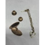 VARIOUS ITEMS OF HALLMARKED 9 CARAT TO INCLUDE A CHAIN AND PENDANT AND THREE VARIOUS CUFFLINKS GROSS