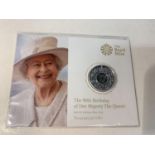 A THE ROYAL MINT THE 90TH BIRTHDAY OF HM THE QUEEN UK £20 FINE SILVER COIN WITH CERTIFICATE OF