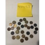 28 PRE DECIMAL COINS - 22 FARTHINGS 1867 - 1942 AND SIX BRASS THREEPENNY 1937 - 1967