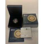 A UK 2016 THE LAST ROUND POUND SILVER PROOF PIEDFORT COIN WITH CERTIFICATE OF AUTHENTICITY