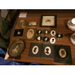 VARIOUS MINIATURES AND VINTAGE PHOTO FRAMES