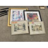 FOUR VARIOUS FRAMED PICTURES AND PRINTS TO INCLUDE TWO WATERCOLOURS SIGNED G.CALEY OF KNUTSFORD