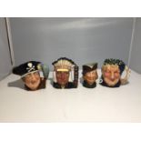 FOUR SMALL ROYAL DOULTON TOBY JUGS TO INCLUDE 'NORTH AMERICAN INDIAN' 'ROBIN HOOD' AND 'LONG JOHN