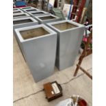 A PAIR OF GREY FIBRE GLASS PLANTERS (H:80CM)