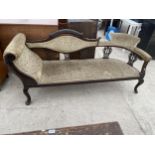 A VICTORIAN CHAISE LOUNGE ON CABRIOLE LEGS