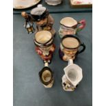 SIX TOBY JUGS TO INCLUDE SYLVAC AND TONY WOOD EXAMPLES