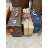 A PANTOME AND ANTLER AIRTIGHT SUITCASES AND LEATHER BOUND SUITCASE