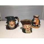 THREE ROYAL DOULTON PIECES, TWO TOBY JUGS AND AN ASHTRAY