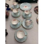 SIX AYNSLEY CHINA TRIOS AND A PLATE