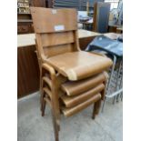 FOUR BENTWOOD STACKING CHAIRS