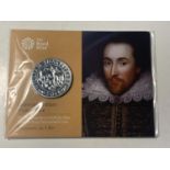 A THE ROYAL MINT 2016 WILLIAM SHAKESPEARE UK £50 FINE SILVER COIN