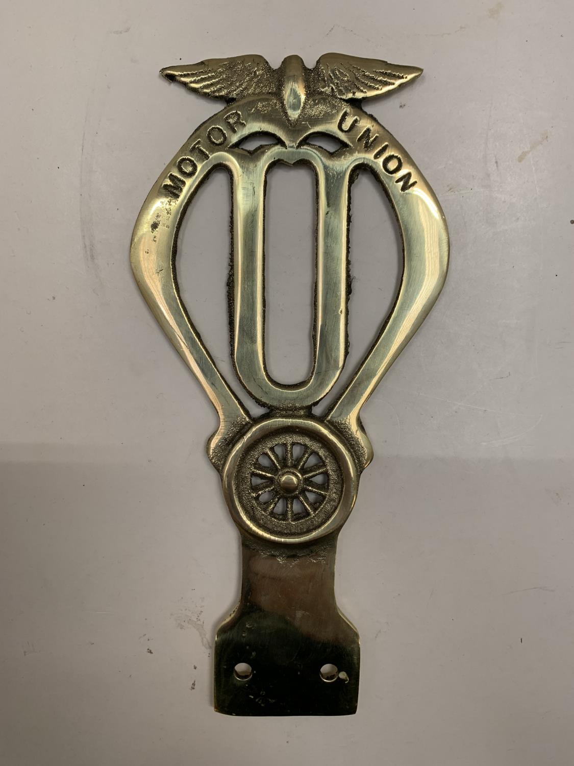 A BRASS MOTOR UNION BADGE - Image 2 of 2