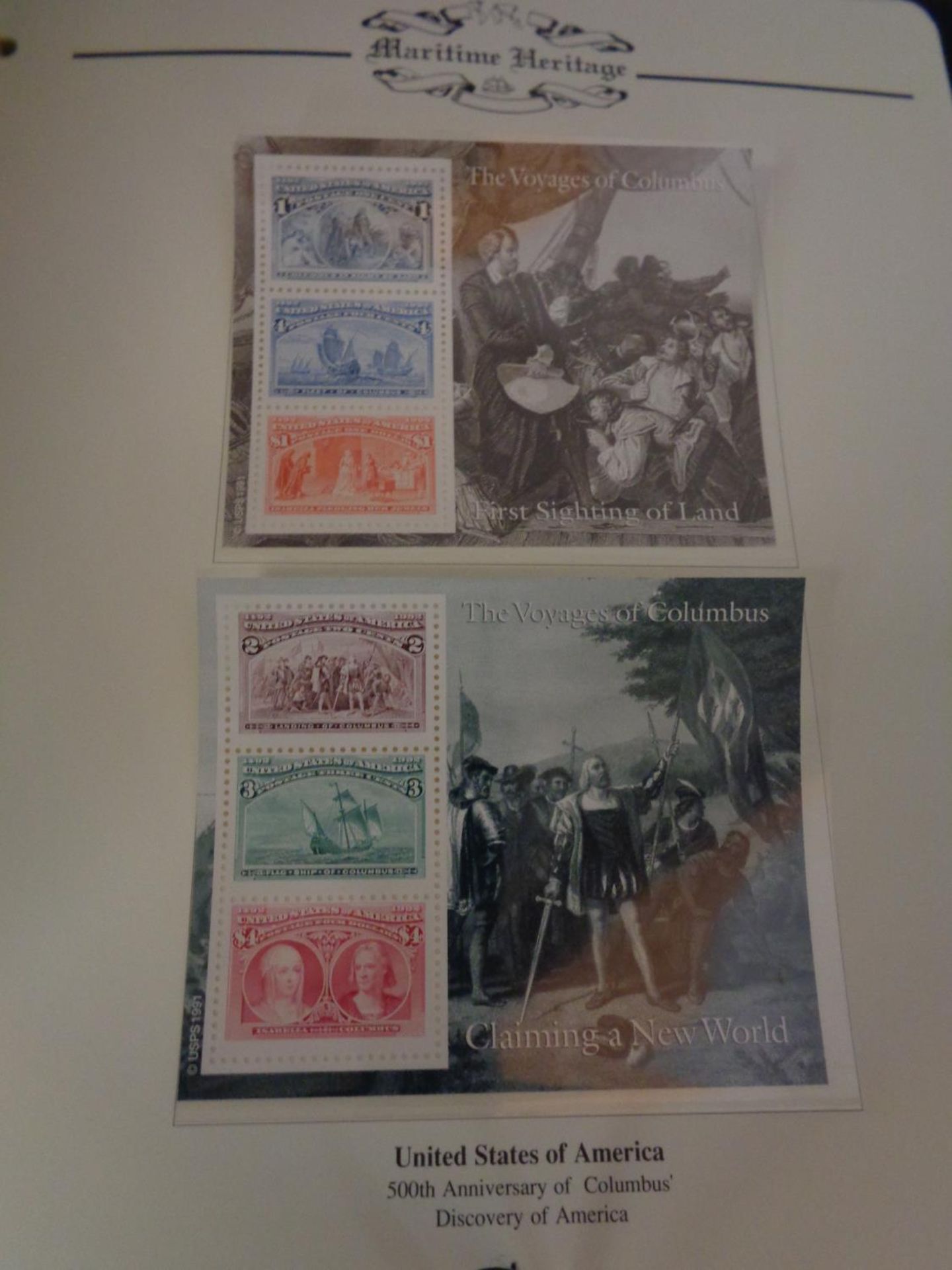 THE MARITIME COLLECTION OF STAMPS IN A BINDER , FEATURING CHRISTOPHER COLUMBUS . NOTED BANKNOTE - Image 3 of 8