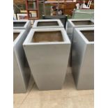 A PAIR OF GREY FIBRE GLASS PLANTERS (H:80CM)