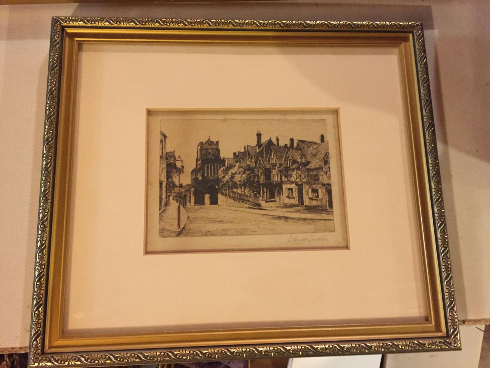 FIVE GILT FRAMED SIGNED PICTURES OF NOSTALGIC STREET SCENES - Image 2 of 6