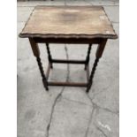 EARLY 20TH CENTURY OAK BARLEY-TWIST CENTRE TABLE 22 INCHES X 18 INCHES