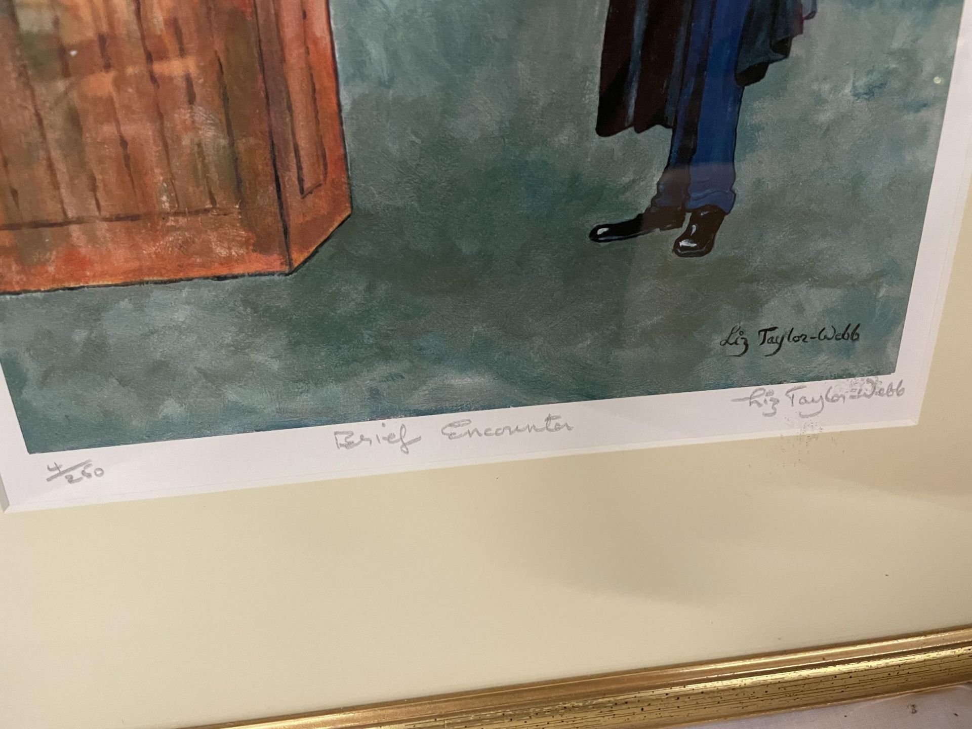 A GILT FRAMED LIMITED EDITION LIZ TAYLOR WEBB PICTURE 'BRIEF ENCOUNTER' PENCIL SIGNED TO LOWER RIGHT - Image 2 of 2