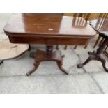 A 19TH CENTURY MAHOGANY FOLD-OVER TEA TABLE 36" WIDE