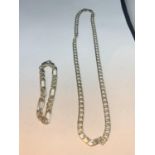 A MARKED 925 SILVER NECKLACE LENGTH 50CM WITH SIMILAR BRACELET