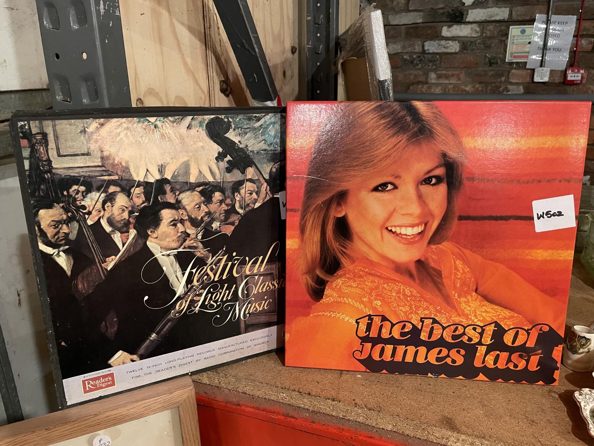 A READERS DIGEST BOX SET OF JAMES LAST VINYL RECORDS AND A BOXED SET OF THE FESTIVAL OF LIGHT