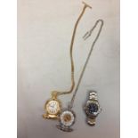 TWO MODERN POCKET WATCHES AND A GENTLEMAN'S CONSTANT 50 M WRIST WATCH