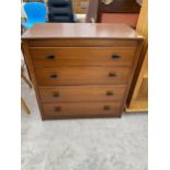 A RETRO TEAK LEBUS (HL) CHEST OF FOUR DRAWERS 30.5" WIDE