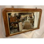 AN EDWARDIAN OVER MANTLE MIRROR 88cm x 54cm