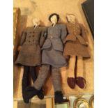 THREE HANDKNITTED WAR DOLLS IN THE GUISE OF A WREN, A WRAF AND AN ARMY LADY
