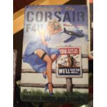 A TIN CORSAIR MILITARY SIGN