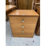 A STAG RETRO TEAK CHEST OF THREE DRAWERS - 22" WIDE