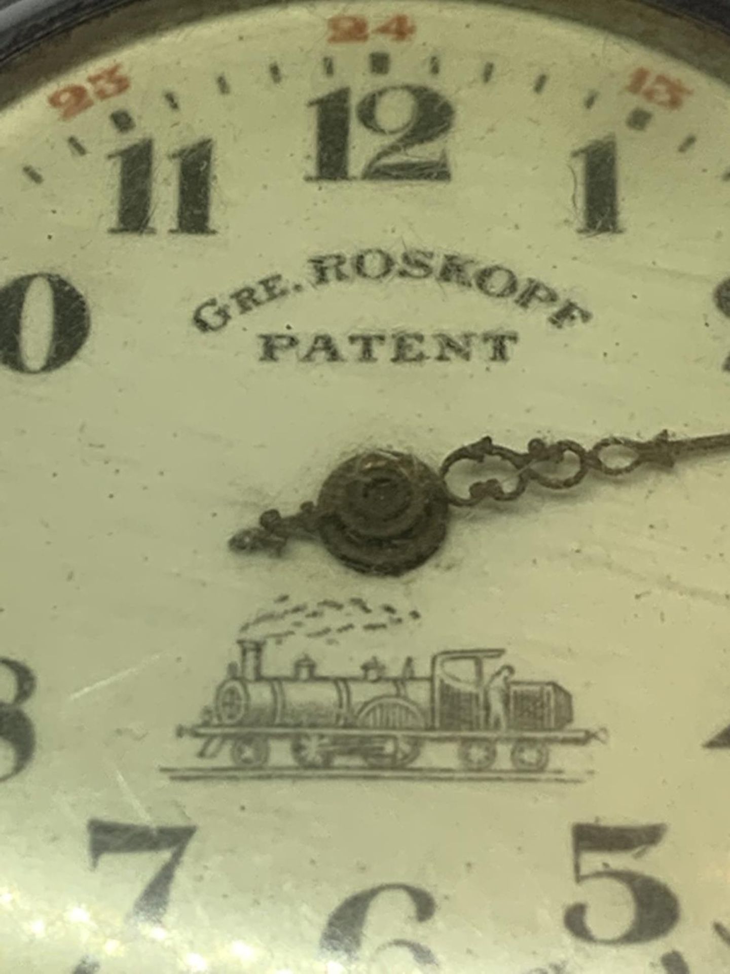 A RAILWAY POCKET WATCH GRE ROSKOFF PATENT POCKET WATCH A/F - Image 2 of 4