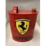 A RED FERRARI PETROL CAN WITH BRASS STOPPER
