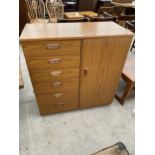 A RETRO TEAK EFFECT SCHREIBER TALLBOY 36" WIDE