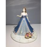 A COALPORT 'ROSE TERRACE' FIGURE 26CM TALL (A/F; MISSING THE JARDINAIRE AND FLOWERS THAT THE HAND IS