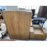 AN ADVANCE FURNITURE MID CENTURY TWO PIECE BEDROOM SUITE - A WARDROBE AND DRESSING TABLE