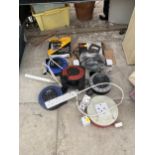 AN ASSORTMENT OF ELECTRICALS TO INCLUDE TWO JIGSAWS AND EXTENSION LEADS ETC