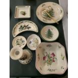 A QUANTITY OF ITEMS TO INCLUDE PORTMERION, SPODE CHRISTMAS POTTERY AND AYNSLEY